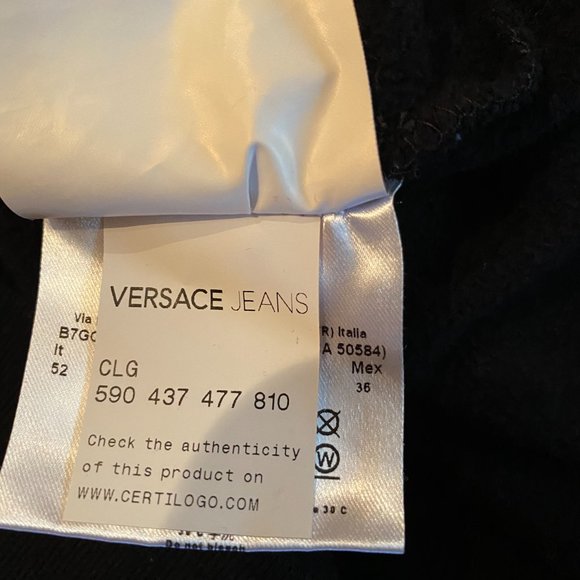 Authentic VERSACE JEANS logo mens’s crew-neck sweatshirt-Black NWOT - Picture 7 of 15